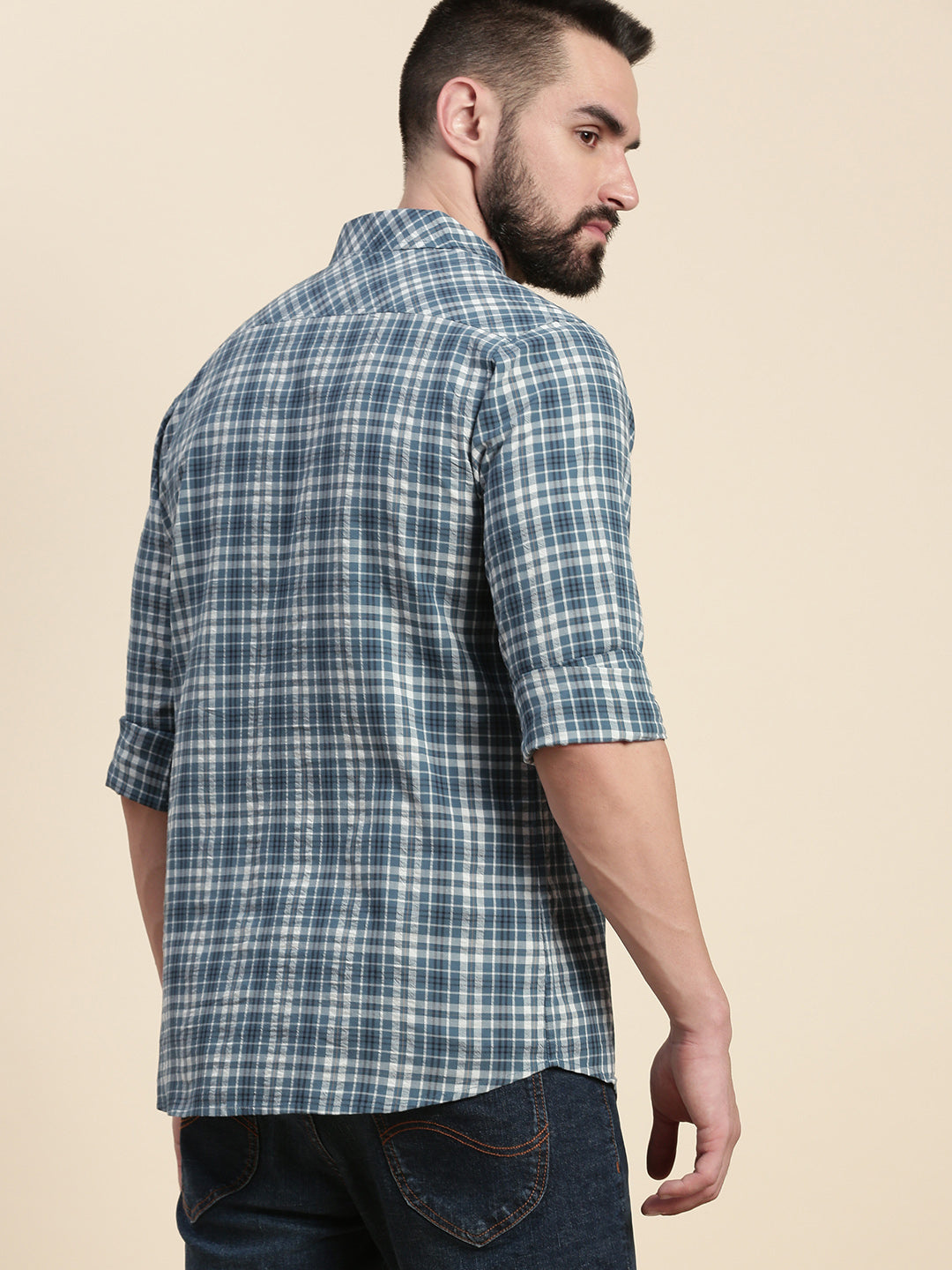 Men Checked Full Sleeve Shirt With Pocket