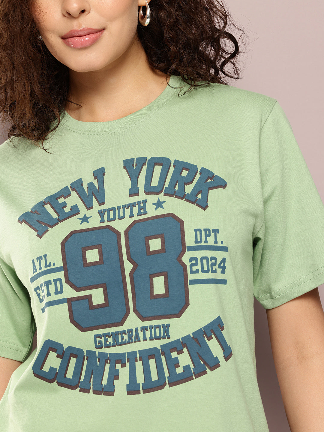 Womens Half Sleeve Round Neck Printed Oversized Fit Tshirts