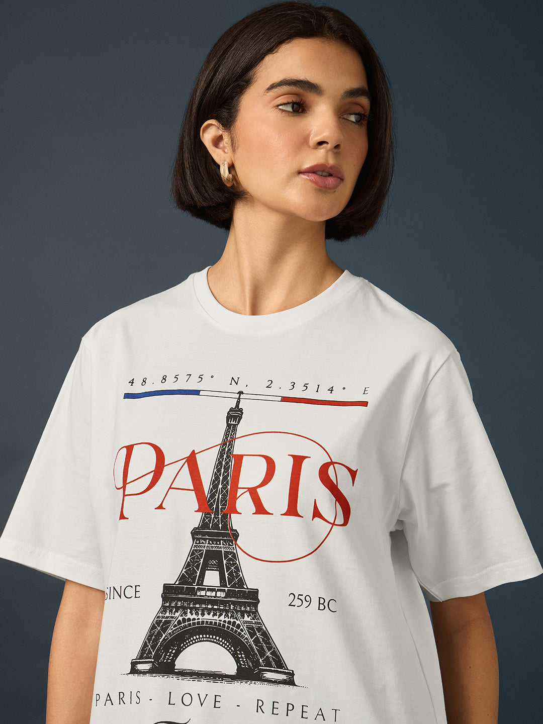 Womens Short Sleeve Printed Oversized Fit Tshirt 