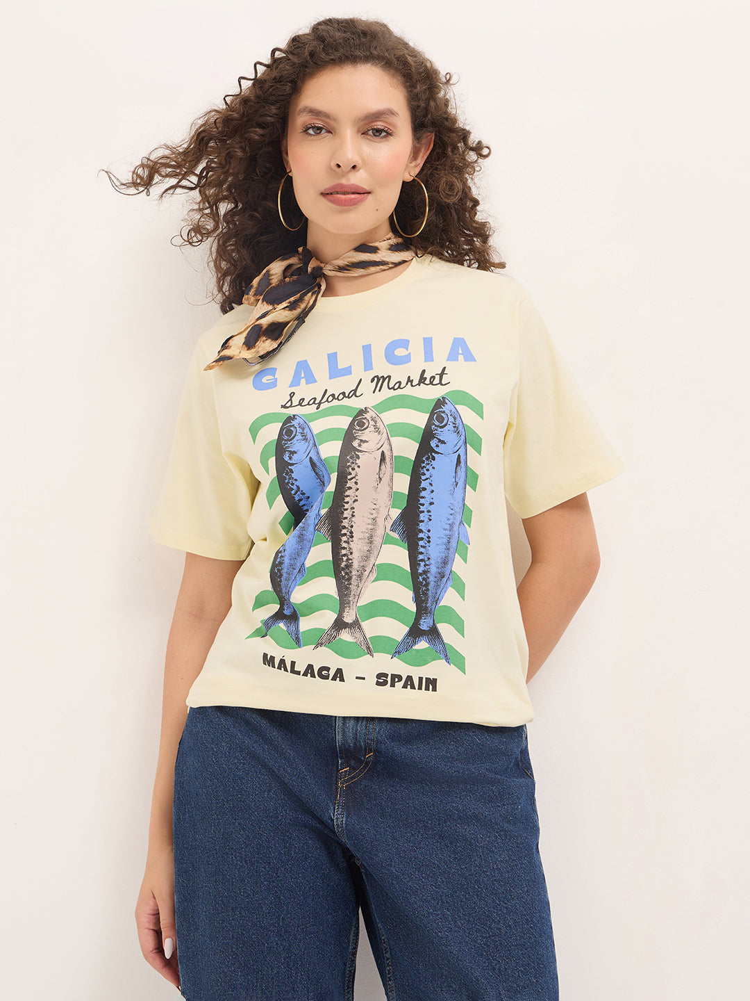 Womens Half Sleeve Round Neck Printed Oversized Fit Tshirts