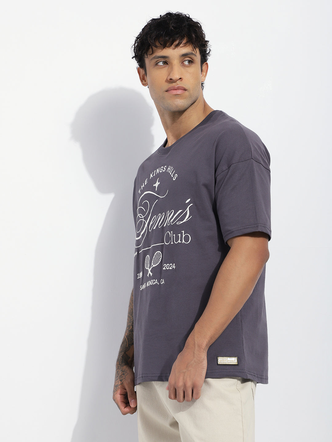 Mens Half Sleeve Drop Shoulder Printed Oversized Fit T-Shirts
