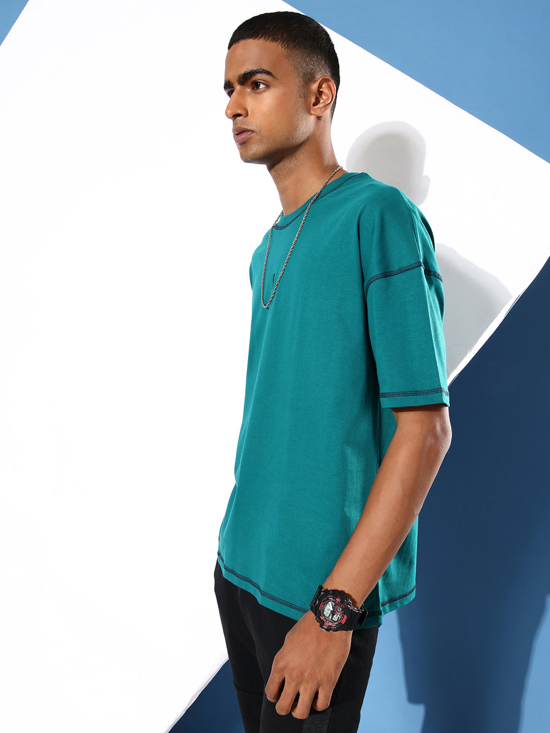 Mens Half Sleeve Drop Shoulder Plain Oversized Fit T-Shirts