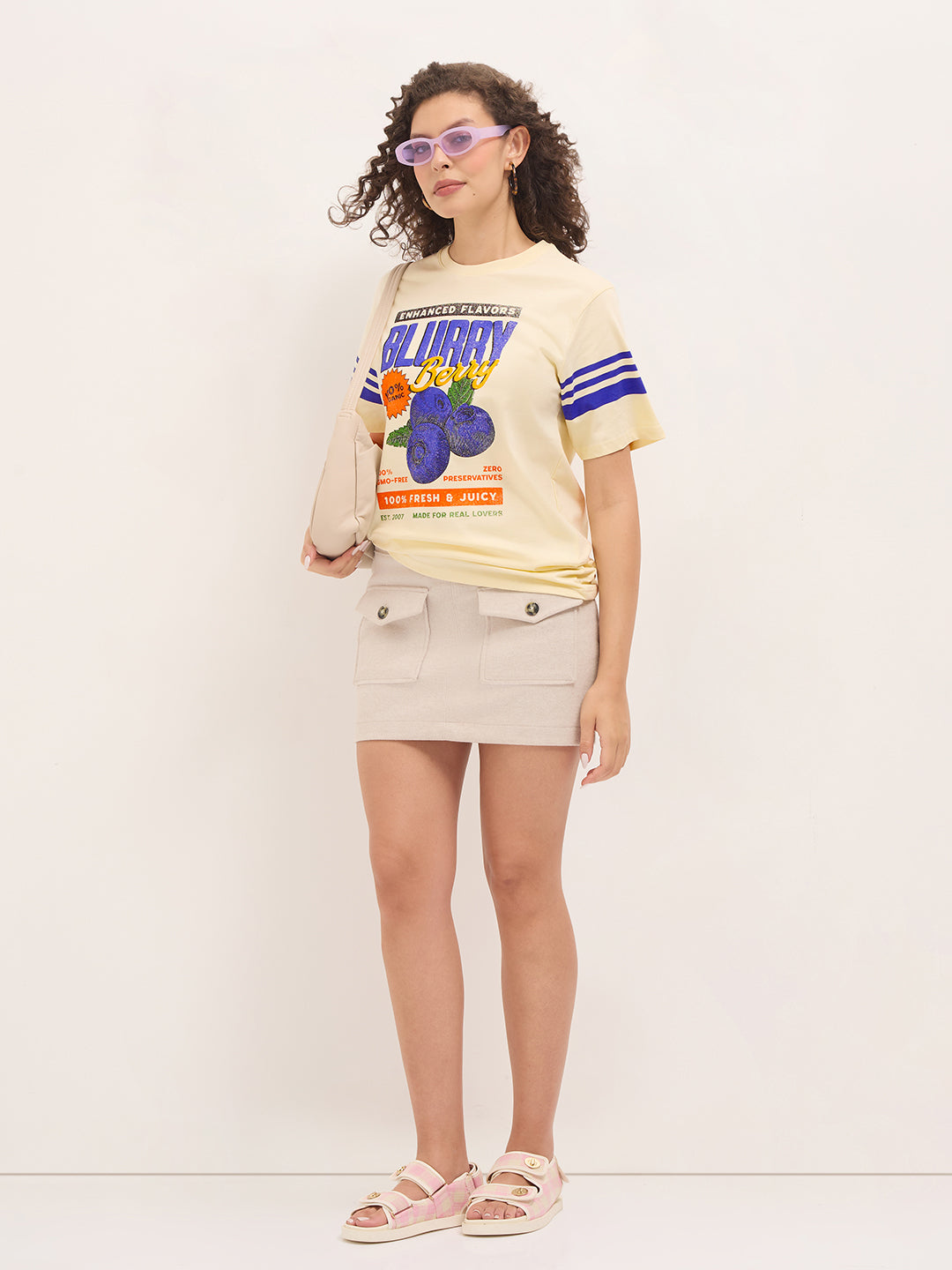 Womens Half Sleeve Round Neck Printed Oversized Fit Tshirts