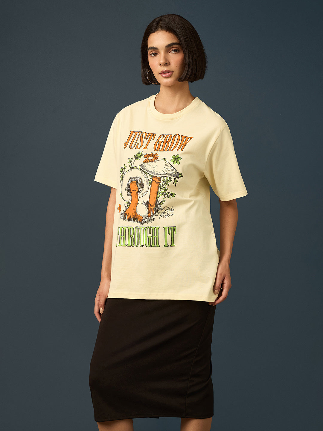 Womens Short Sleeve Printed Oversized Fit Tshirt 