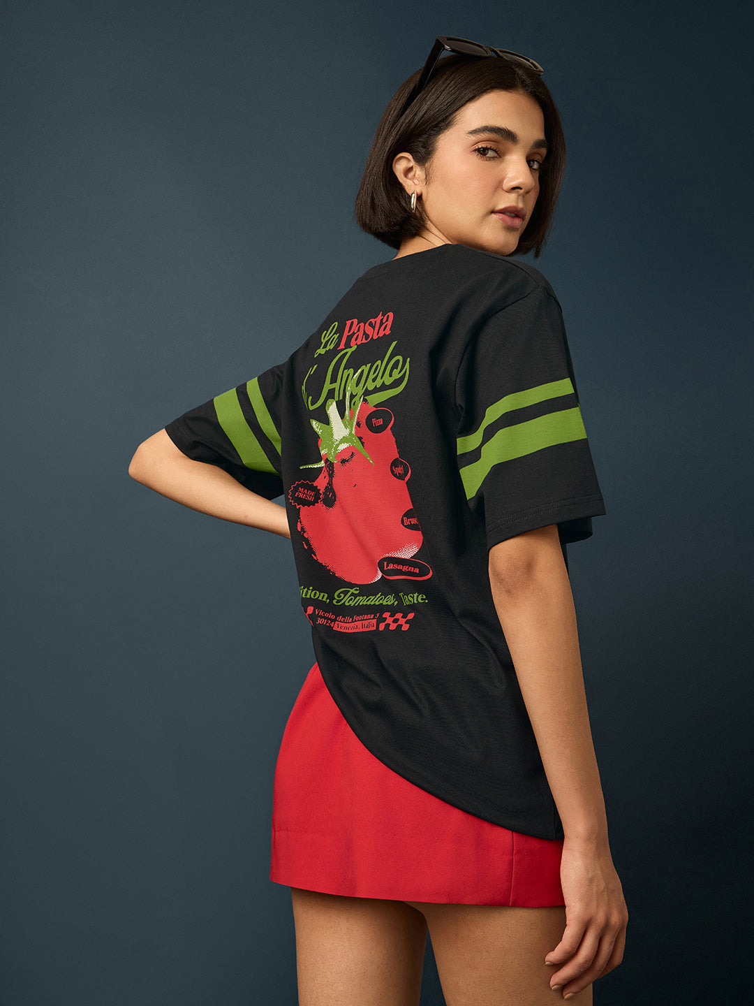 Womens Short Sleeve Printed Oversized Fit Tshirt 