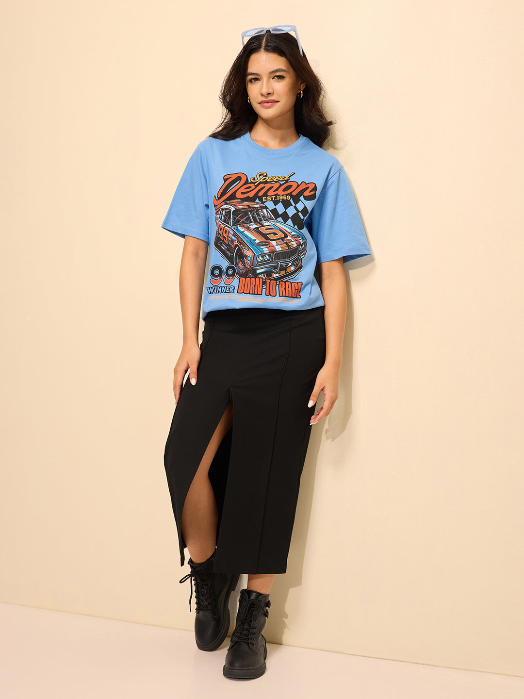 Womens Printed Oversized Cotton T-Shirt