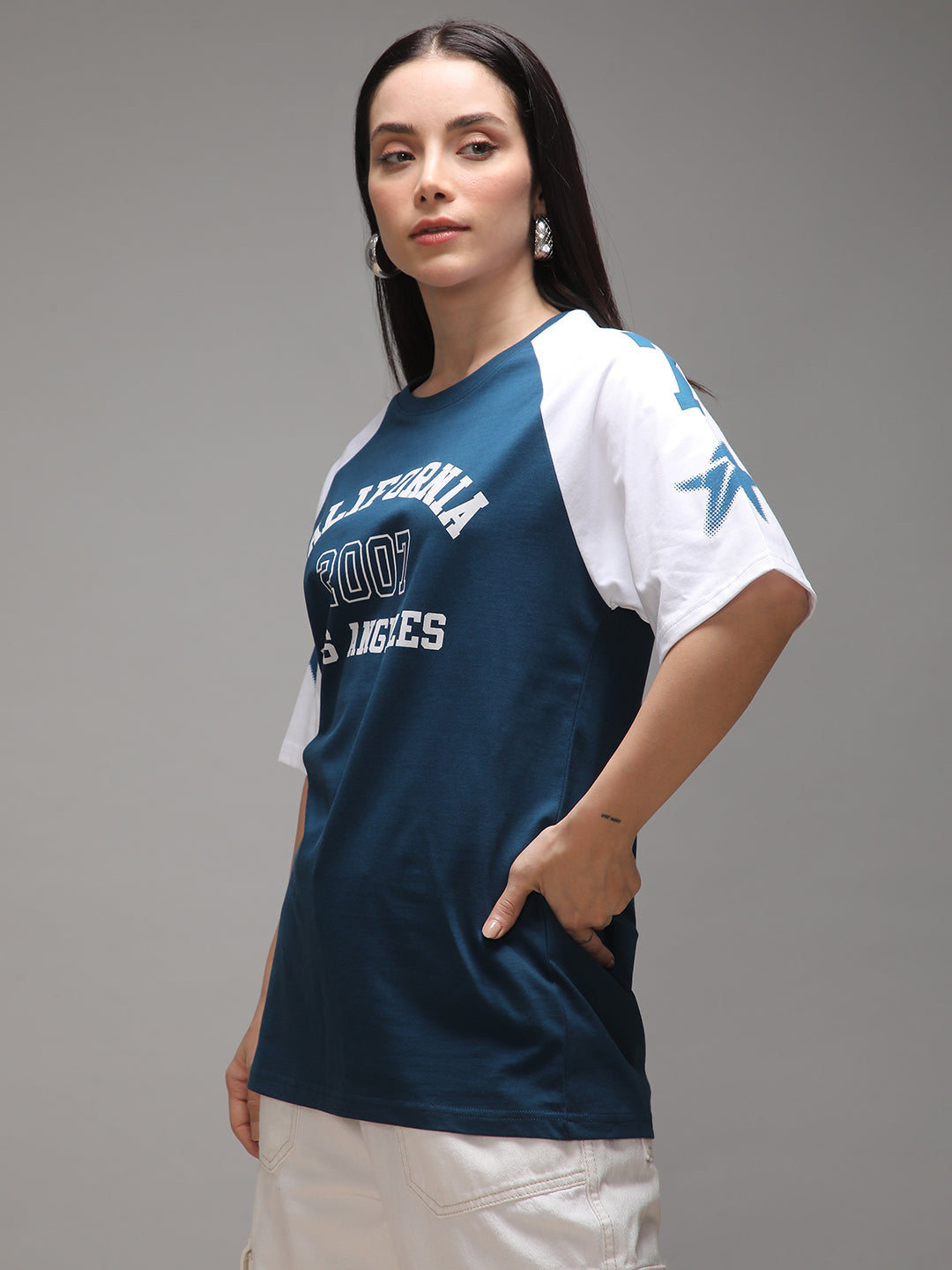 Womens Half Sleeve Round Neck Printed Oversized Fit Tshirts