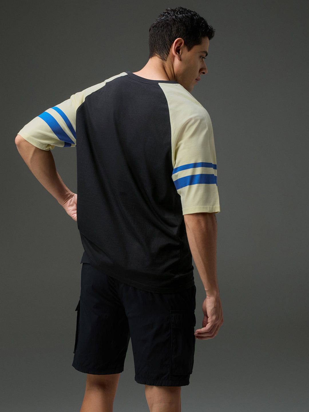 Mens Round Neck Raglan Sleeve Printed Oversized Fit Tshirt