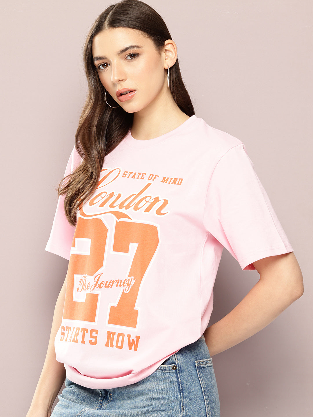 Womens Half Sleeve Round Neck Printed Oversized Fit Tshirts