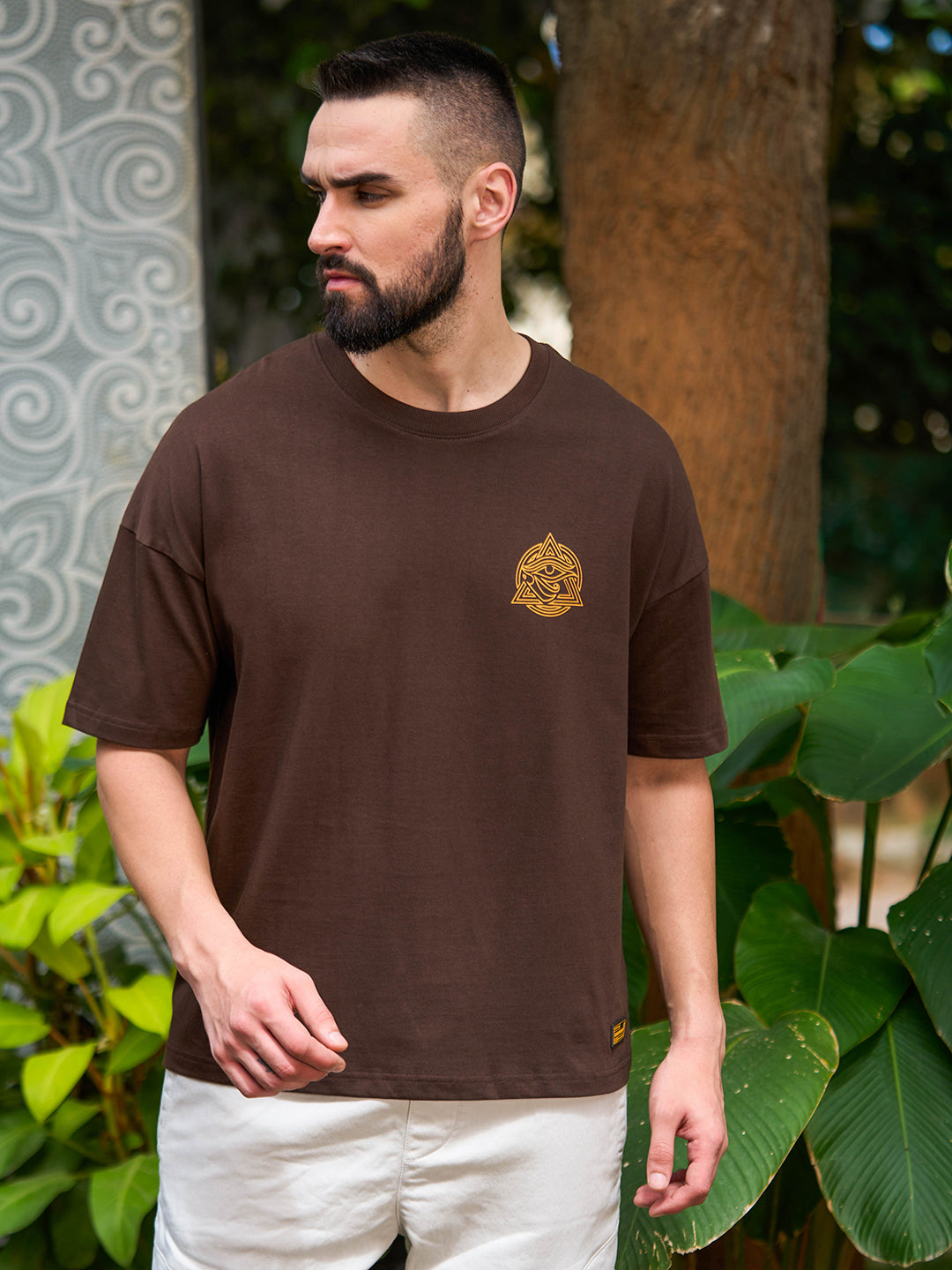 Mens Half Sleeve Drop Shoulder Printed Oversized Fit T-Shirts