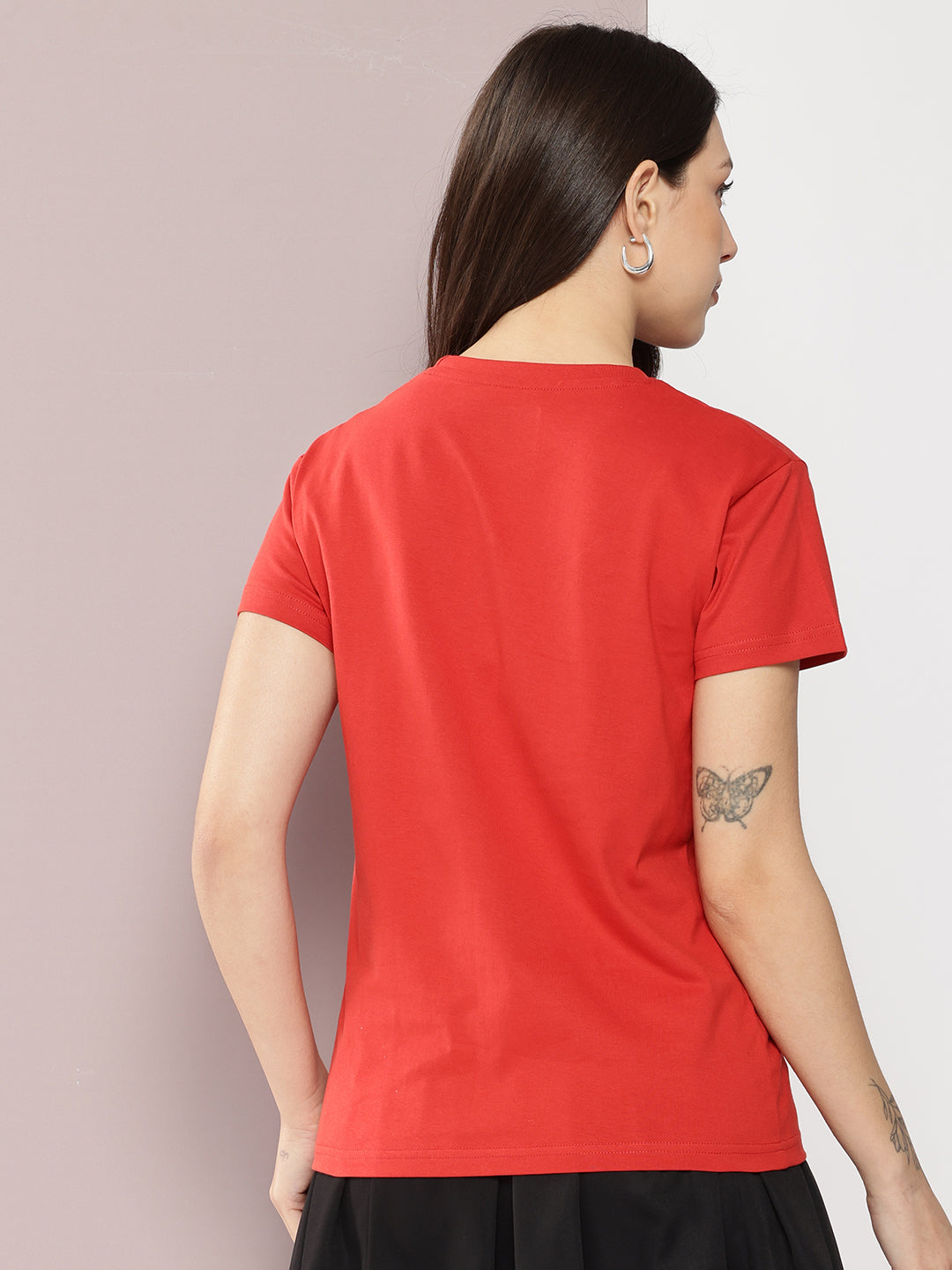 Womens Half Sleeve Round Neck Solid Regular Fit Tshirts