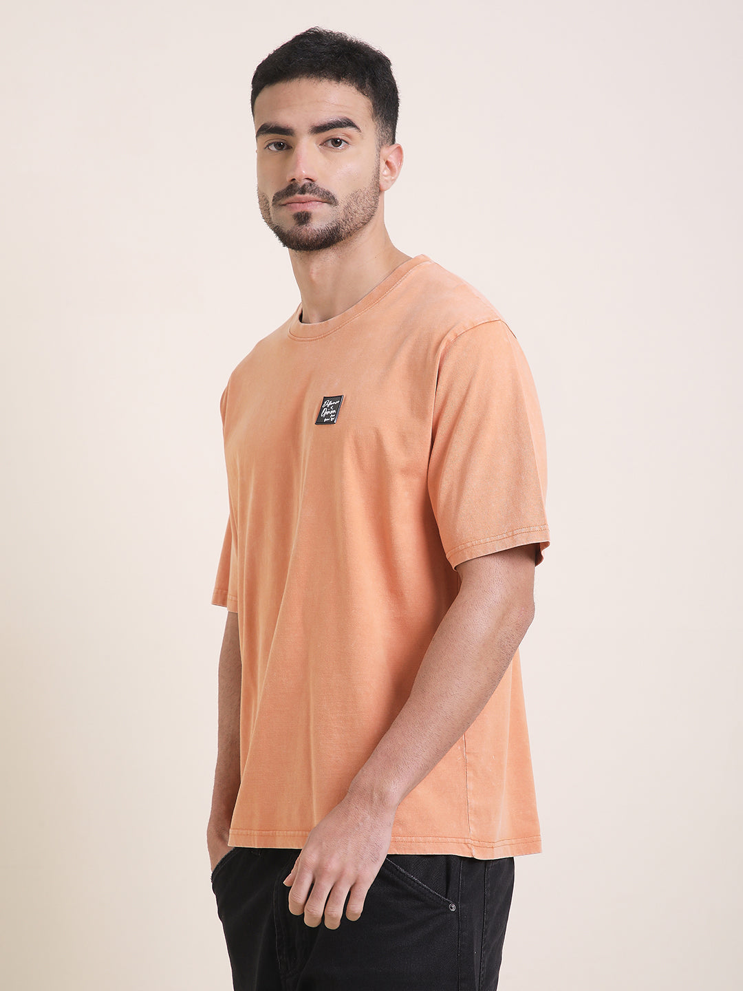 Mens Half Sleeve Round Neck Back Printed Oversized Fit Tshirts