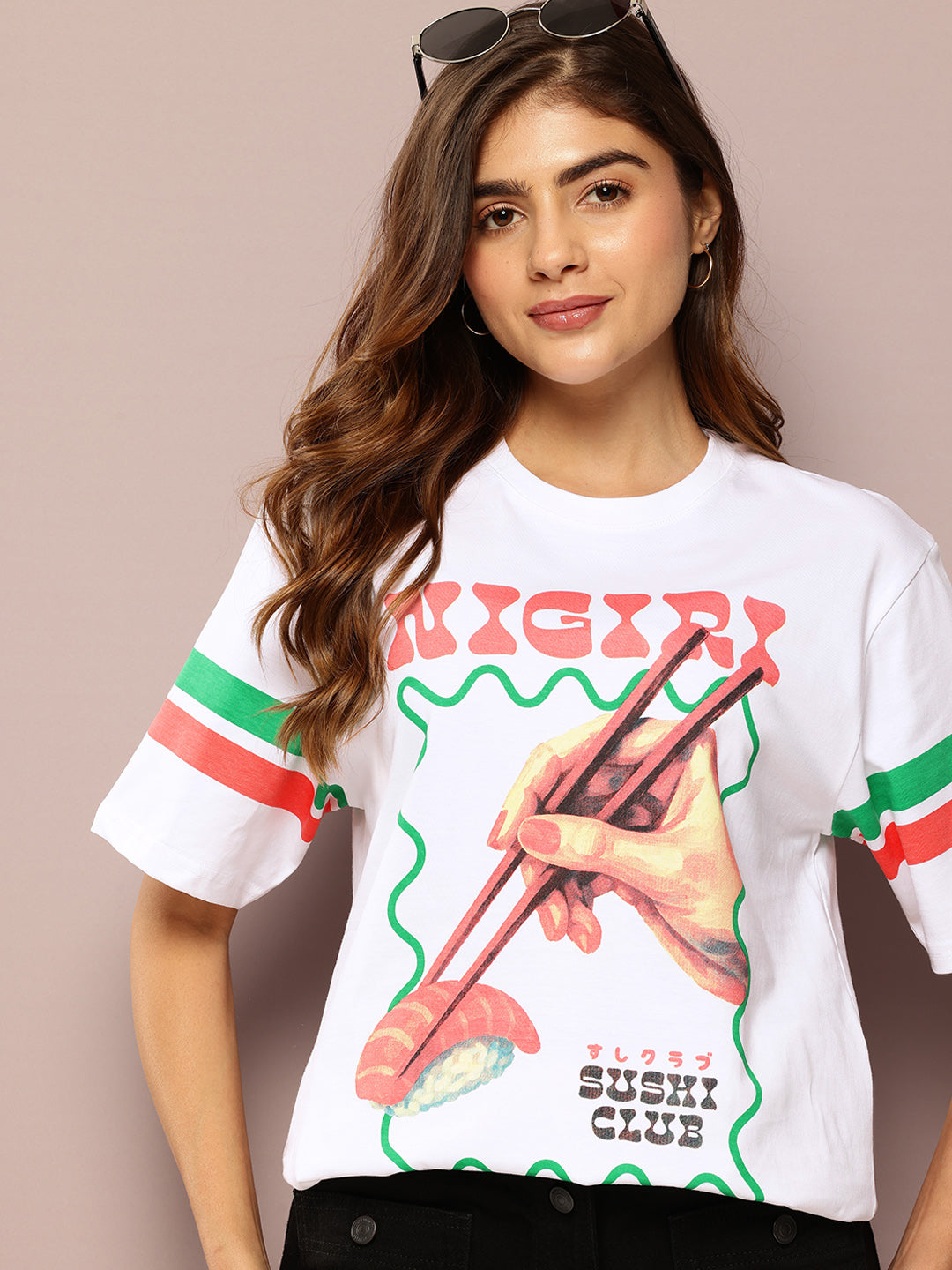 Womens Short Sleeve Printed Oversized Fit Tshirt