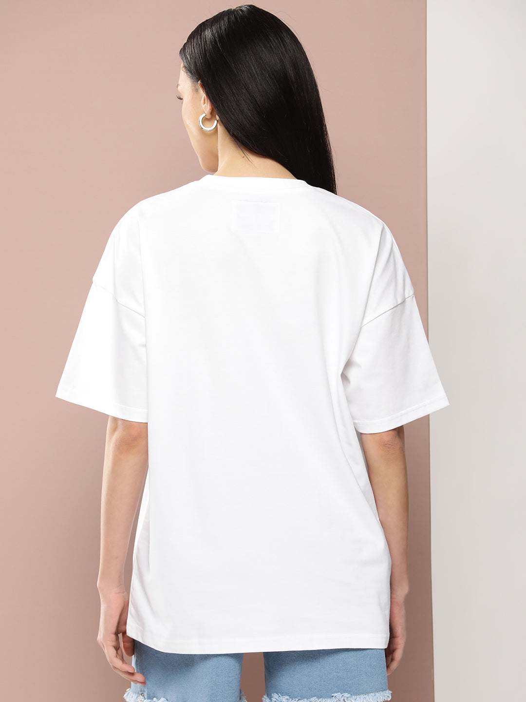 Womens Half Sleeve Drop Shoulder Printed Oversized Fit T-Shirts