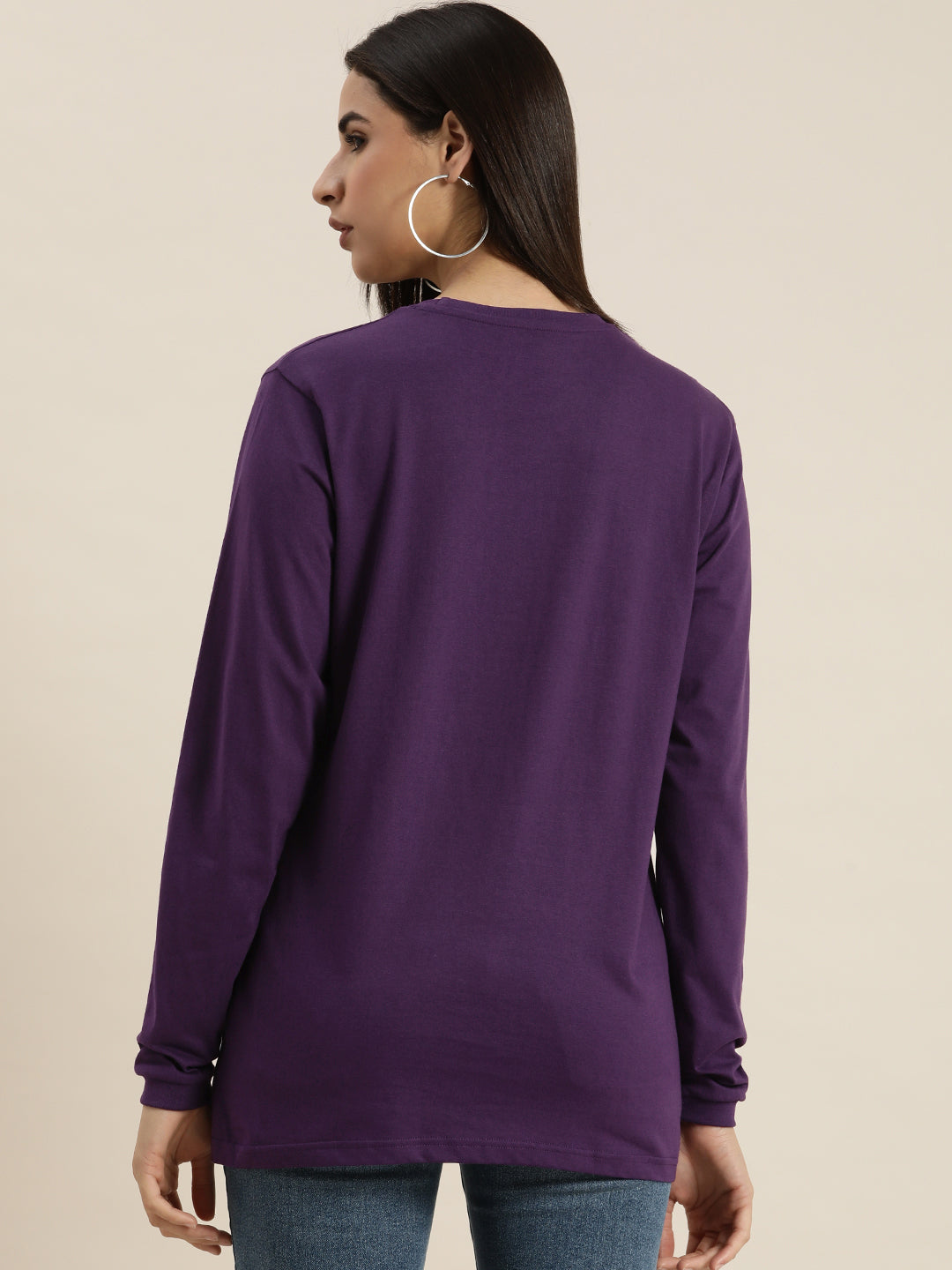 Womens Full Sleeve Round Neck Oversized Fit T-Shirts