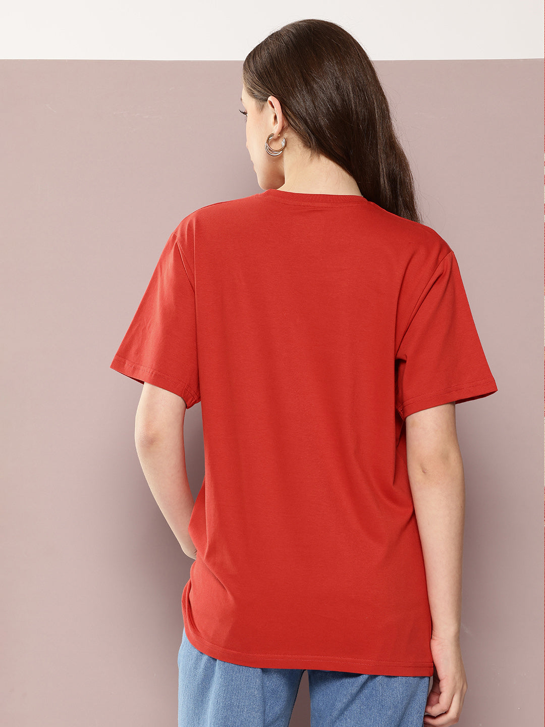 Womens Half Sleeve Round Neck Printed Oversized Fit Tshirts