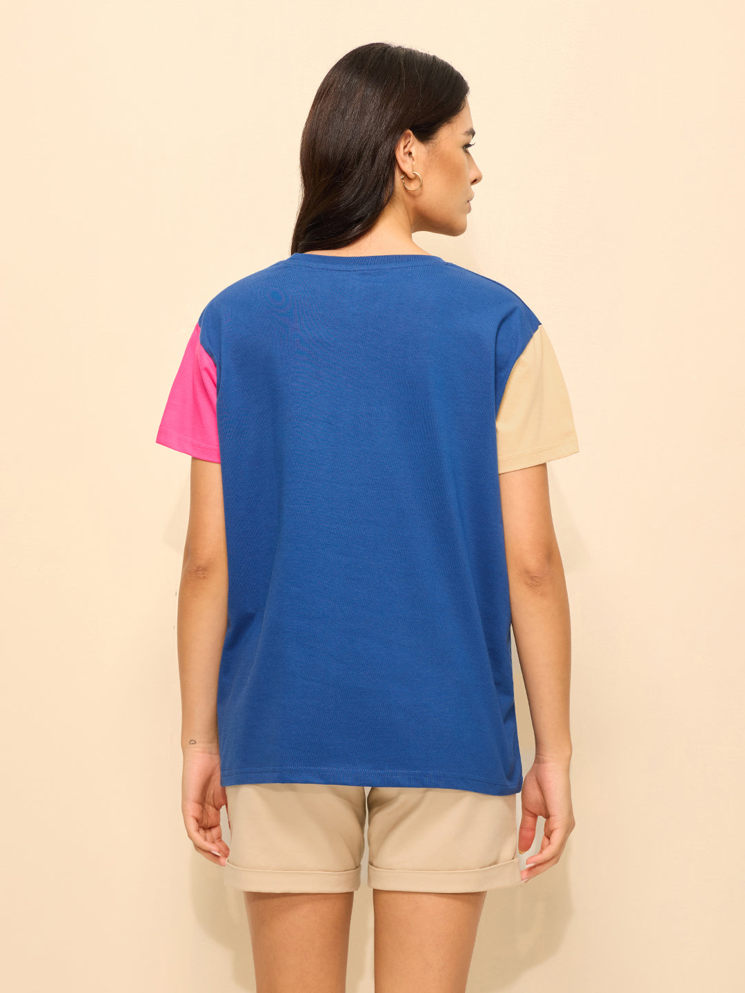 Womens Printed Boxy Regular Fit Cotton T-Shirt