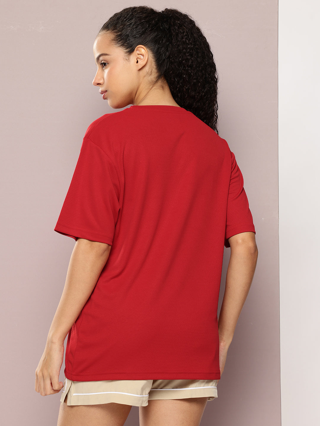 Womens Half Sleeve Round Neck Solid Oversized Fit Tshirts