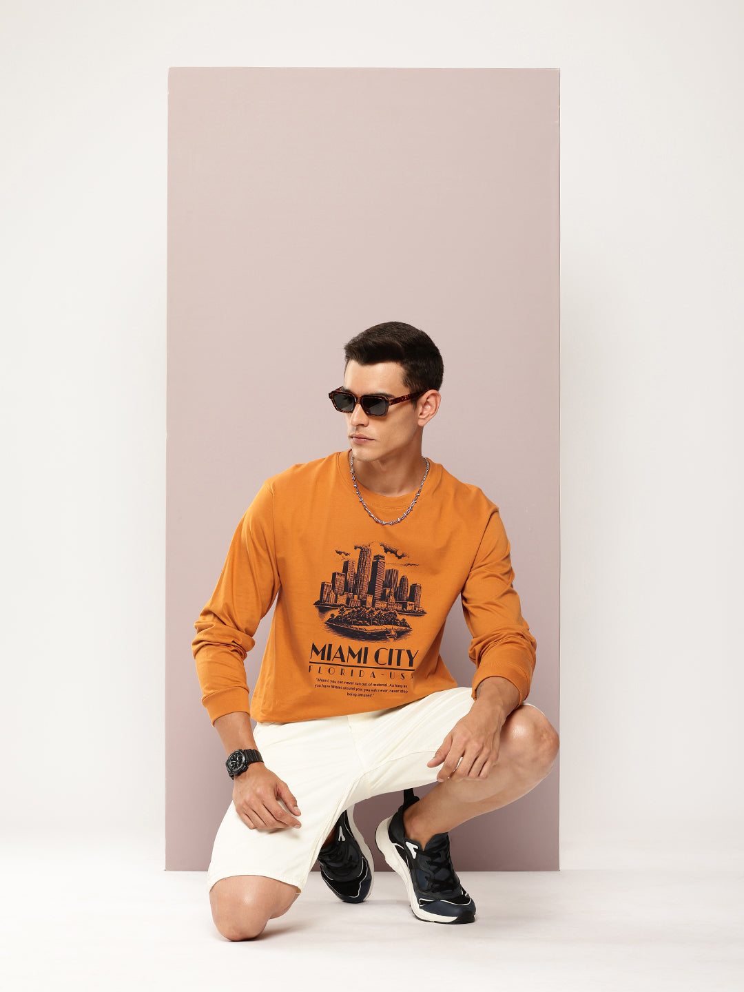 Mens Full Sleeve Round Neck Printed Oversized Fit Tshirts