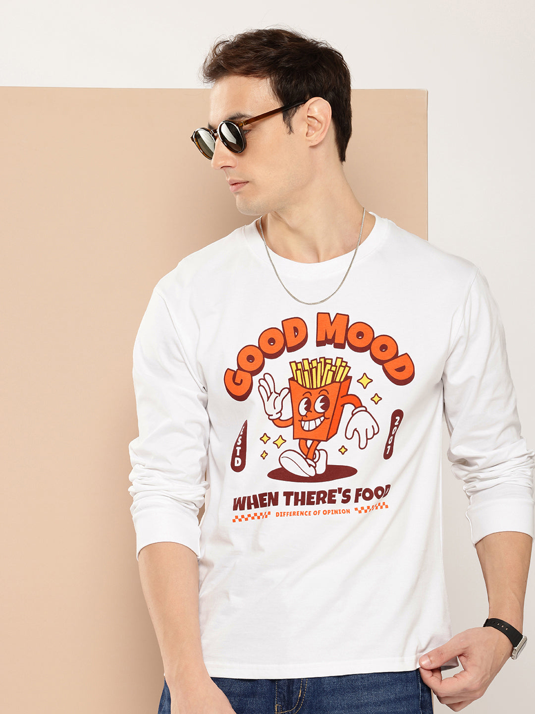 Mens Full Sleeve Round Neck Printed Oversized Fit Tshirts