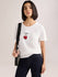Womens Embroidery Boxy Regular Fit French Terry Cotton Tshirt