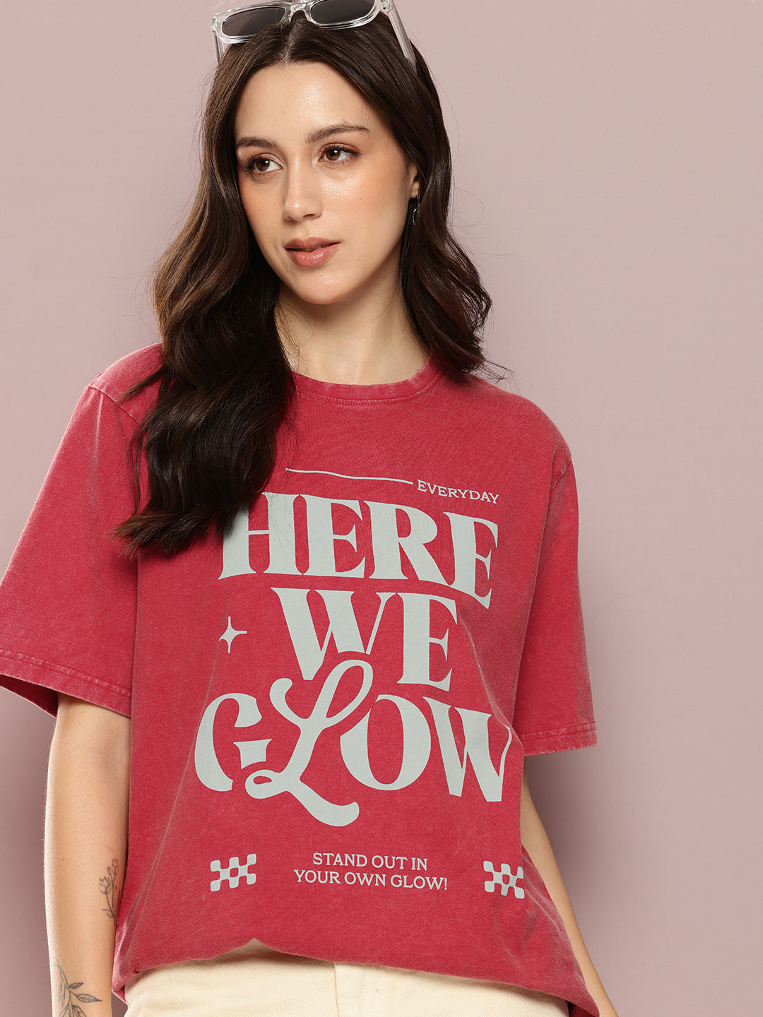 Womens Half Sleeve Round Neck Printed Oversized Fit Tshirts