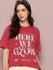 Womens Half Sleeve Round Neck Printed Oversized Fit Tshirts