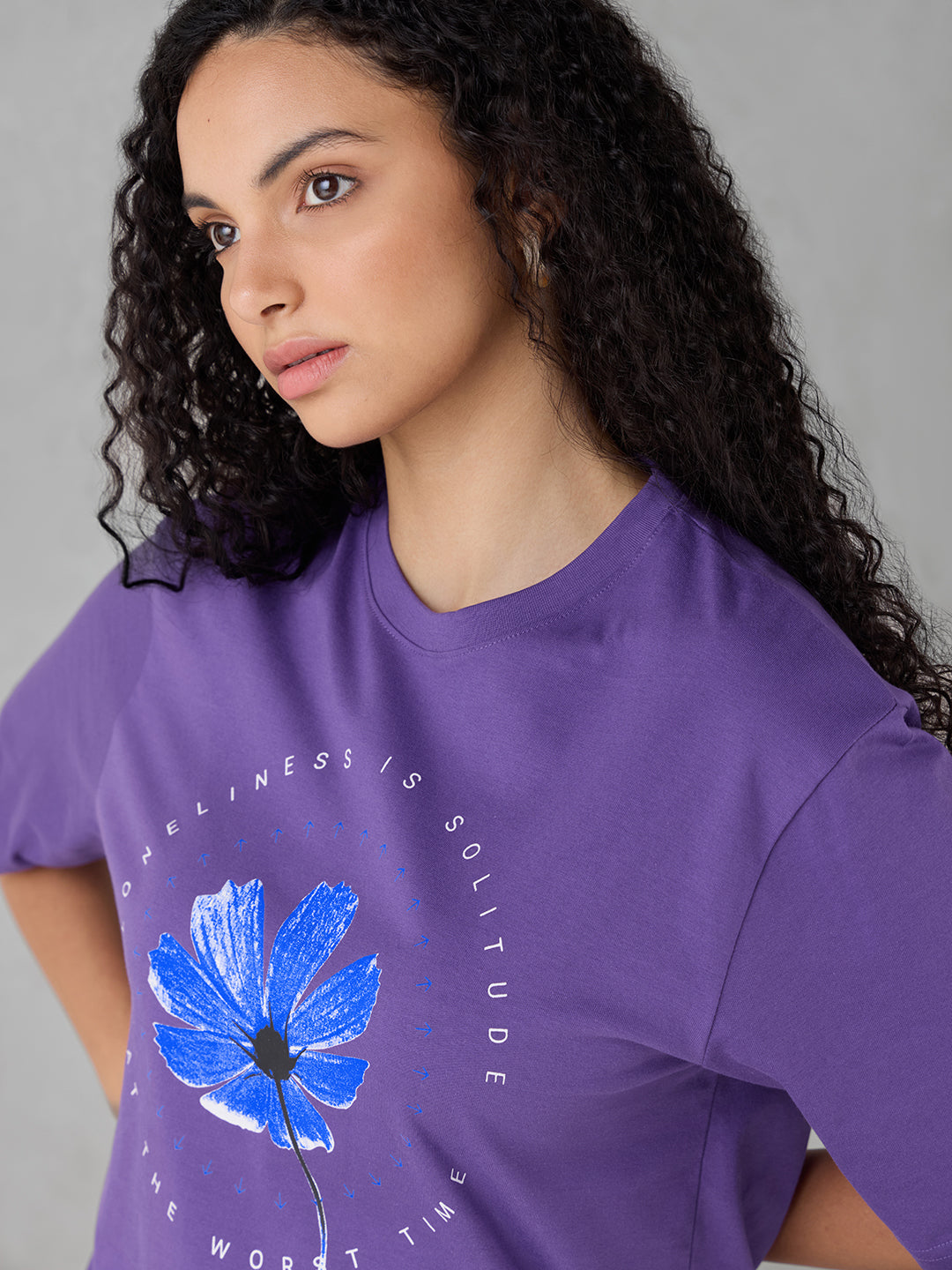 Womens Half Sleeve Printed Oversized Fit Tshirt