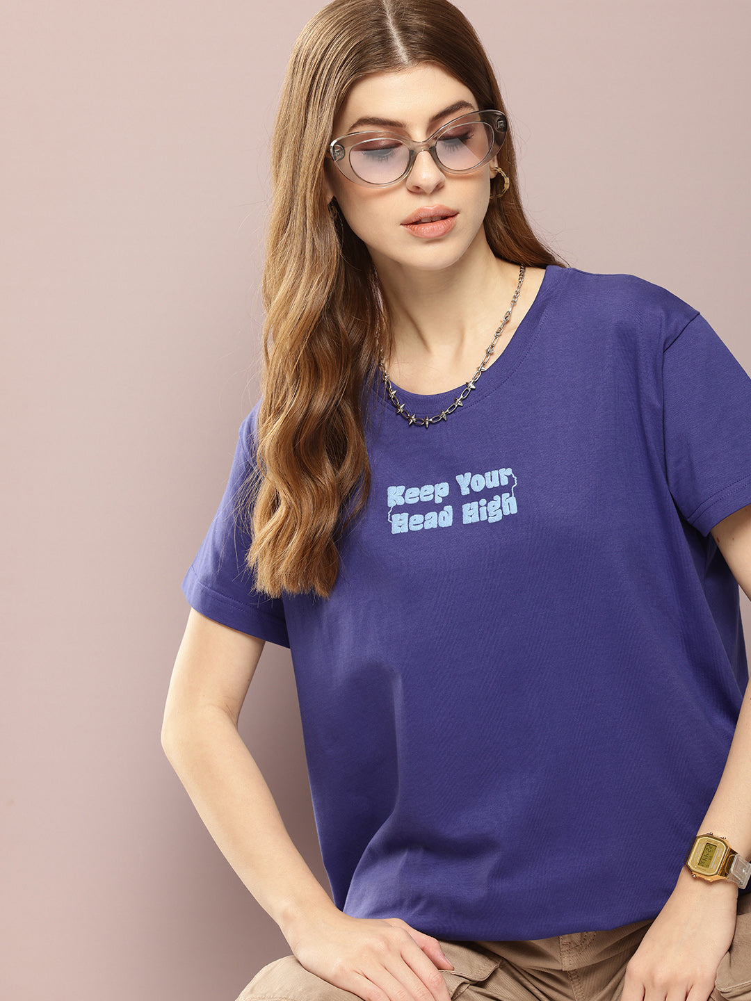 Womens Half Sleeve Round Neck Printed Boxy Fit Tshirts