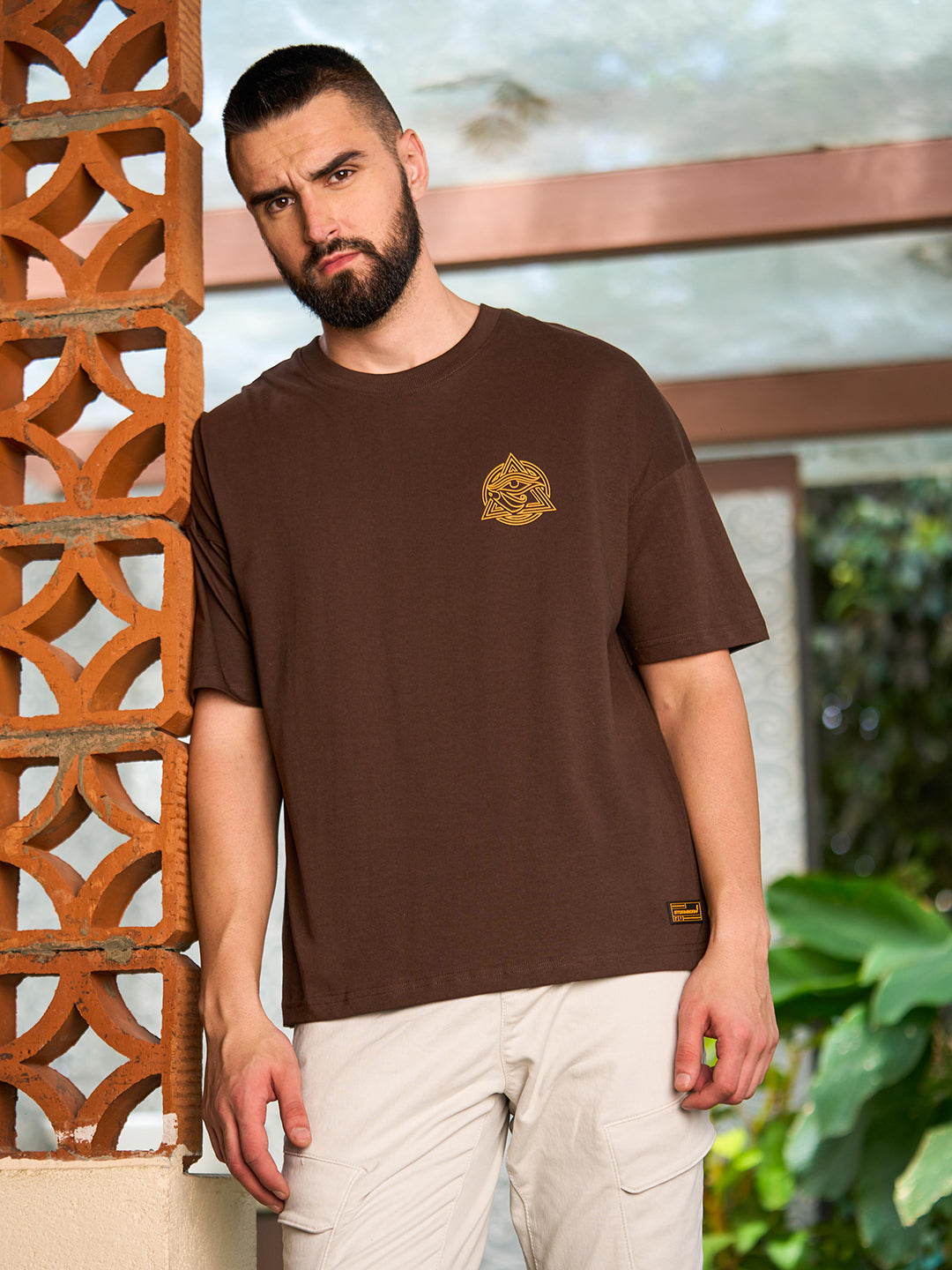 Mens Half Sleeve Drop Shoulder Printed Oversized Fit T-Shirts