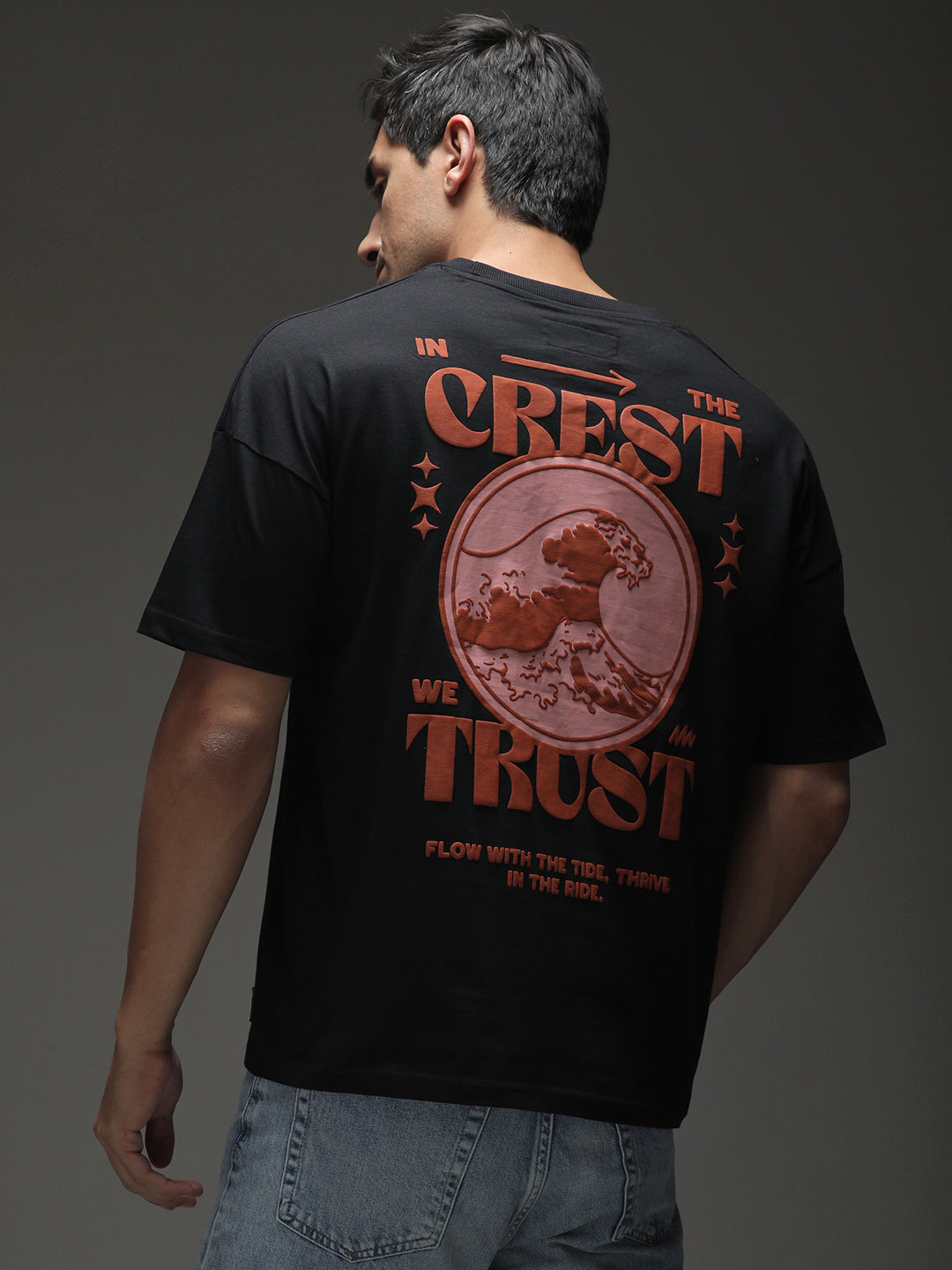 Mens Half Sleeve Drop Shoulder Printed Oversized Fit T-Shirts