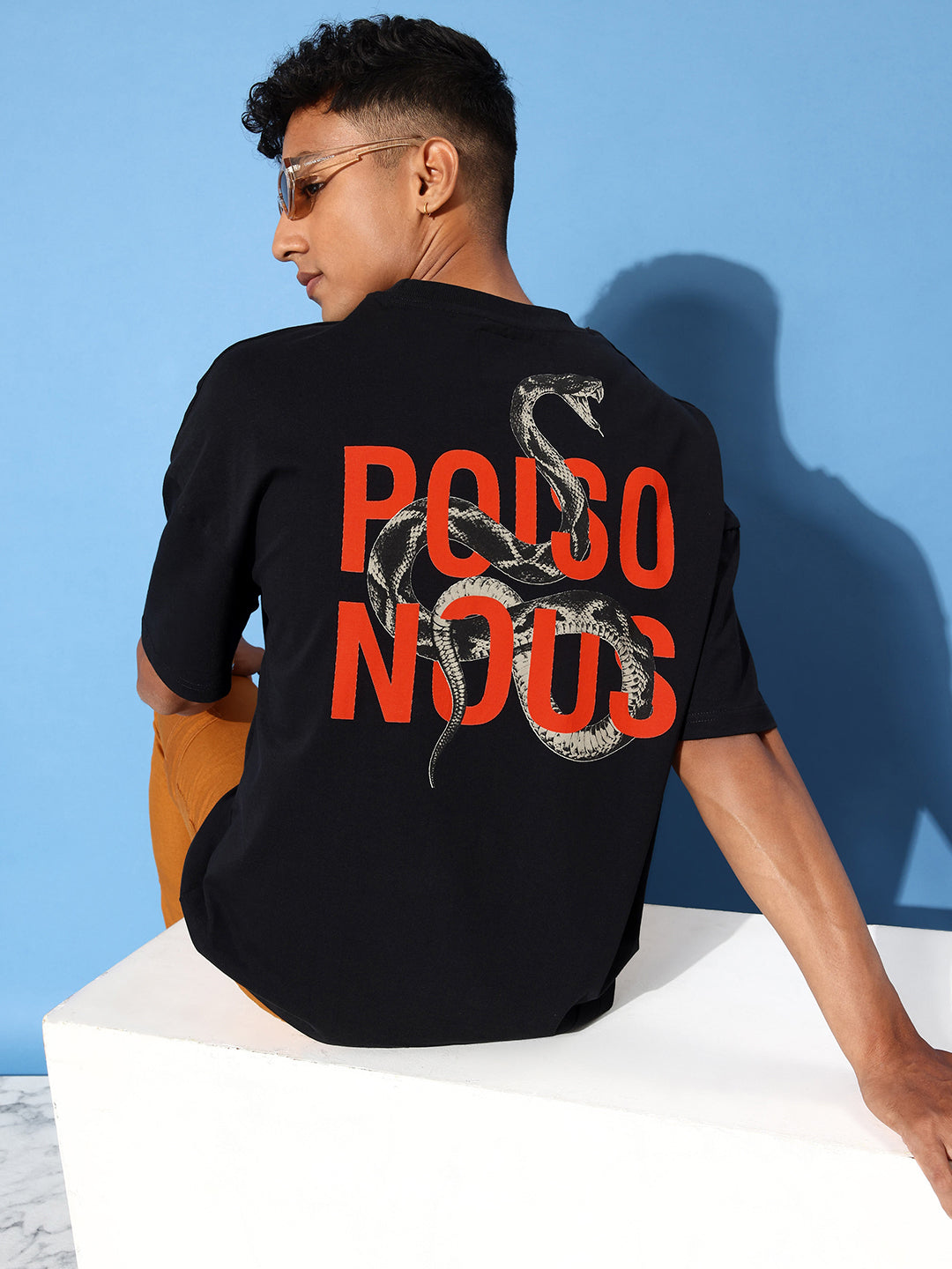 Mens Half Sleeve Drop Shoulder Printed Oversized Fit T-Shirts