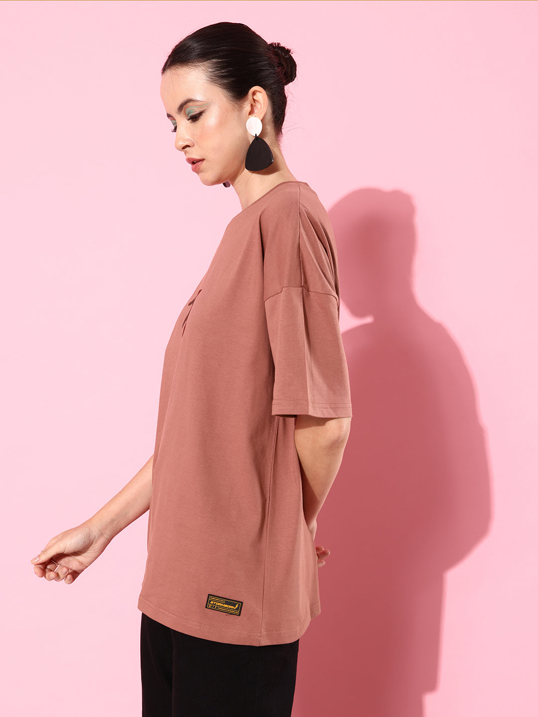 Womens Half Sleeve Drop Shoulder Printed Oversized Fit T-Shirts