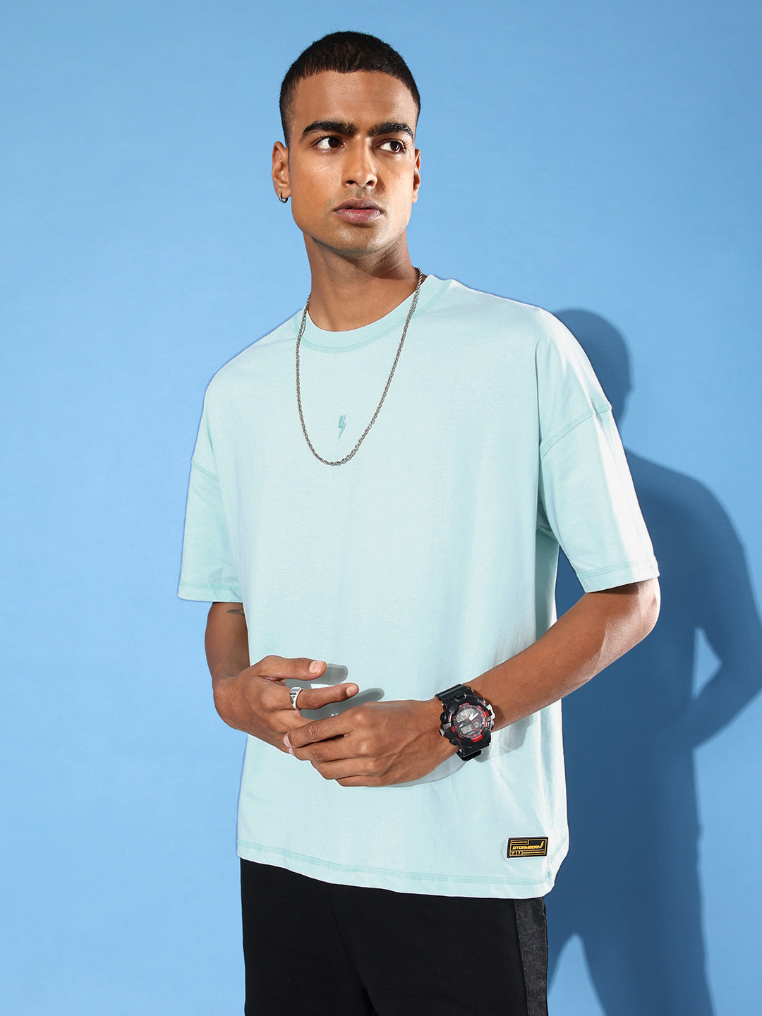 Mens Half Sleeve Drop Shoulder Plain Oversized Fit T-Shirts