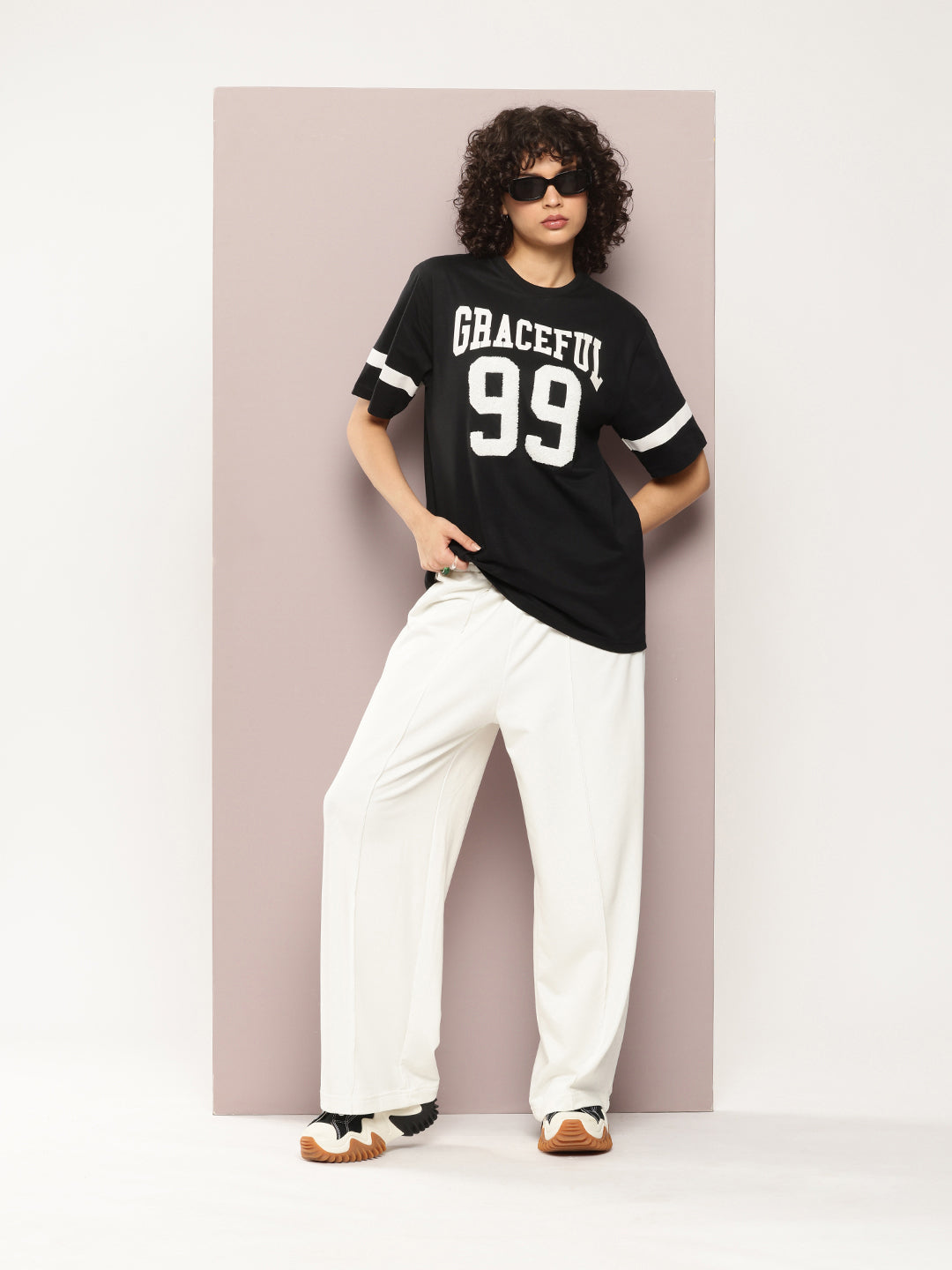 Womens Half Sleeve Round Neck Printed Oversized Fit Tshirts