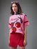 Womens Printed Round Neck Oversized Fit Tshirt