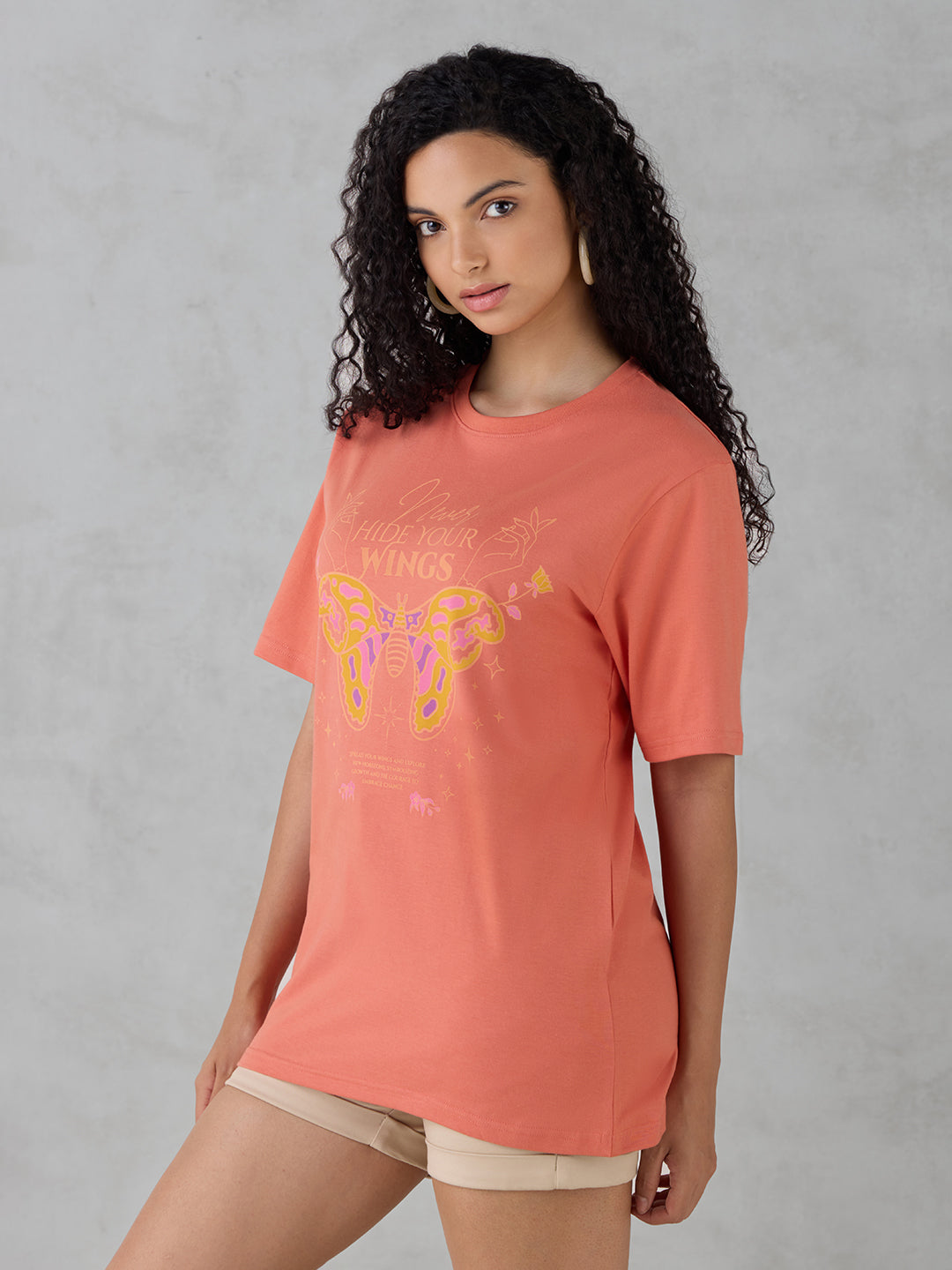 Womens Half Sleeve Printed Oversized Fit Tshirt