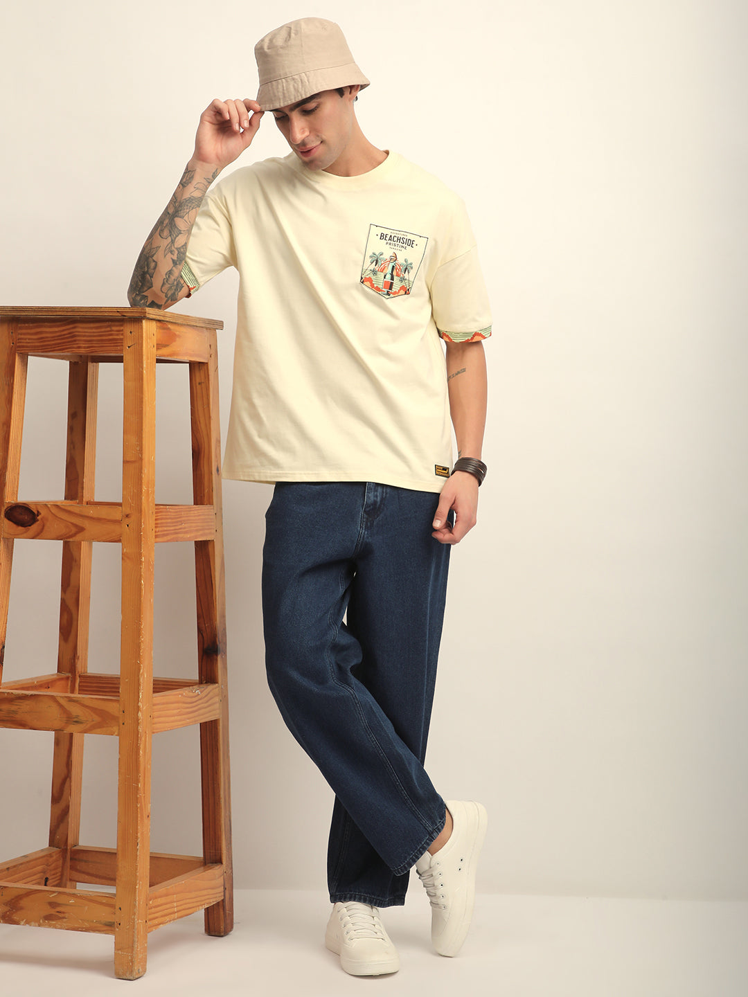 Mens Half Sleeve Drop Shoulder Printed Oversized Fit T-Shirts