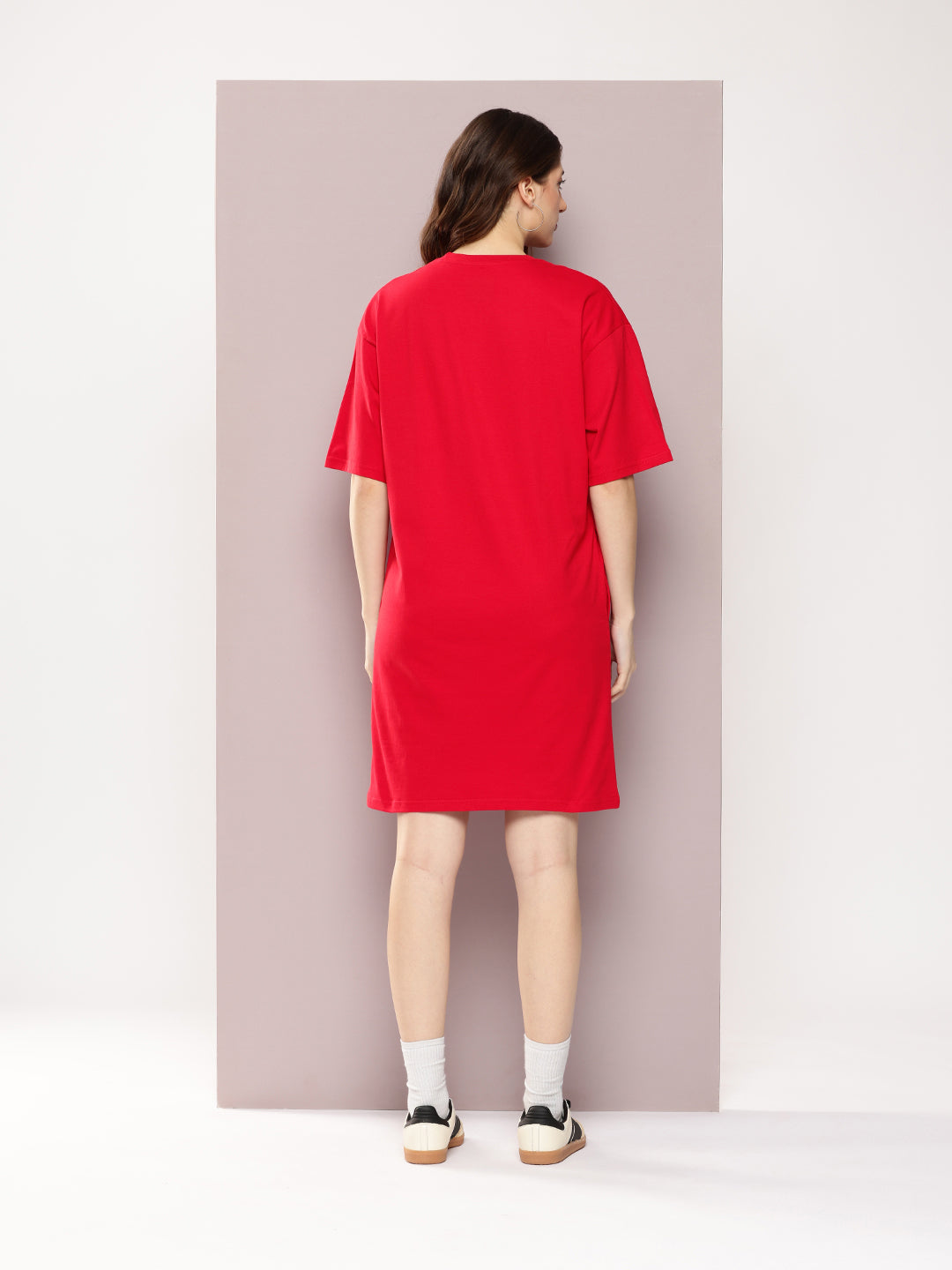 Womens Oversized Short Sleeves Printed Tshirt Dress