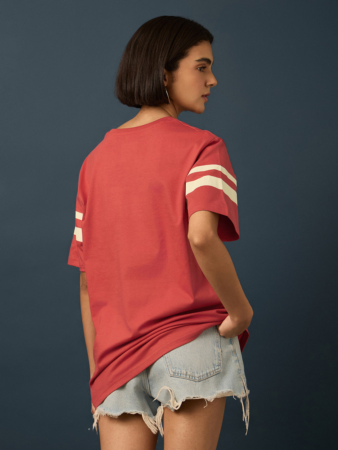 Womens Short Sleeve Printed Oversized Fit Tshirt 