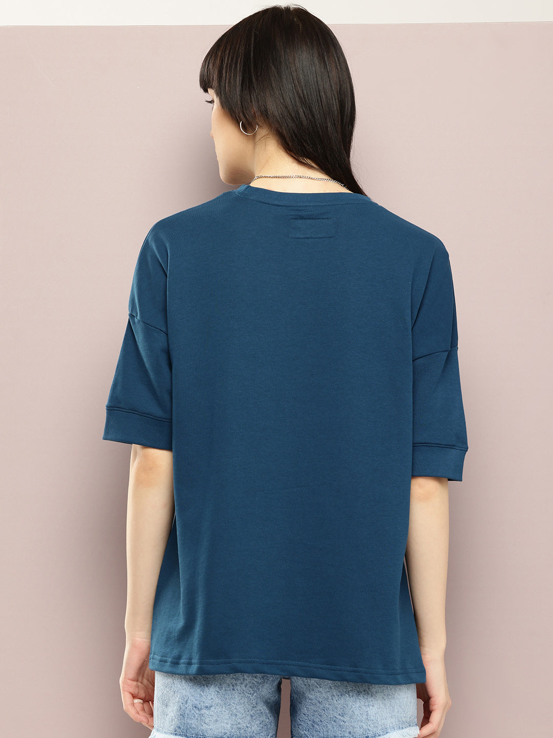 Womens Half Sleeve Round Neck Solid Oversized Fit Tshirts
