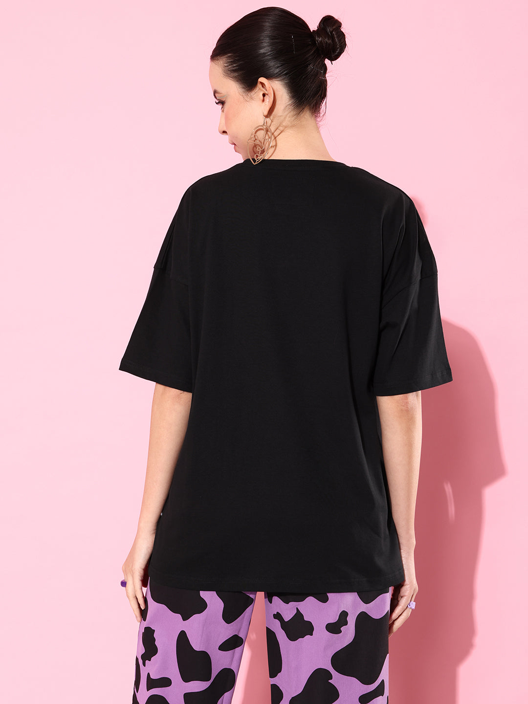 Womens Half Sleeve Drop Shoulder Printed Oversized Fit T-Shirts