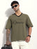 Mens Half Sleeve V-Neck Embroidered Oversized Fit Tshirts