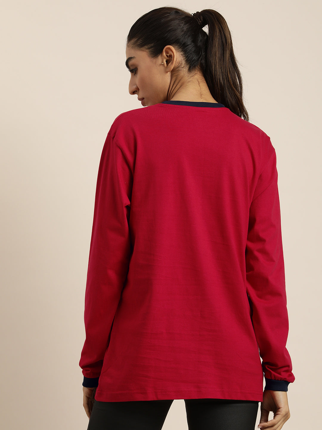 Womens Full Sleeve Round Neck Oversized Fit T-Shirts