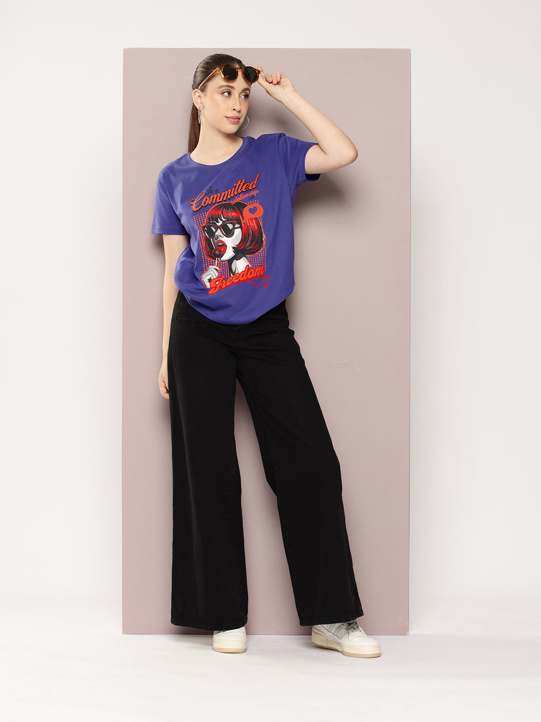 Womens Half Sleeve Round Neck Printed Boxy Fit Tshirts