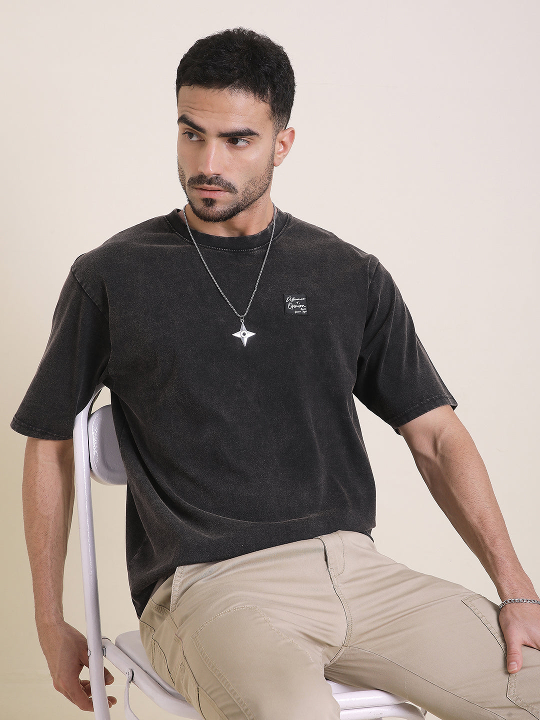 Mens Half Sleeve Round Neck Back Printed Oversized Fit Tshirts