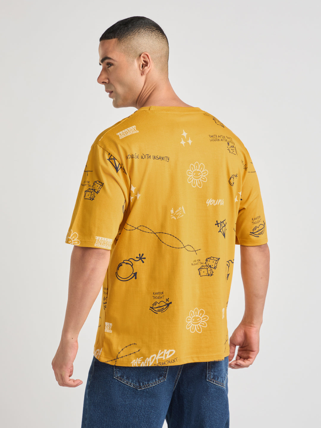 Mens Printed Oversized Cotton Round Neck Tshirt