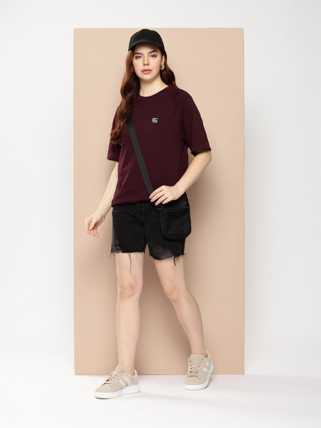 Womens Half Sleeve Round Neck Solid Oversized Fit Tshirts