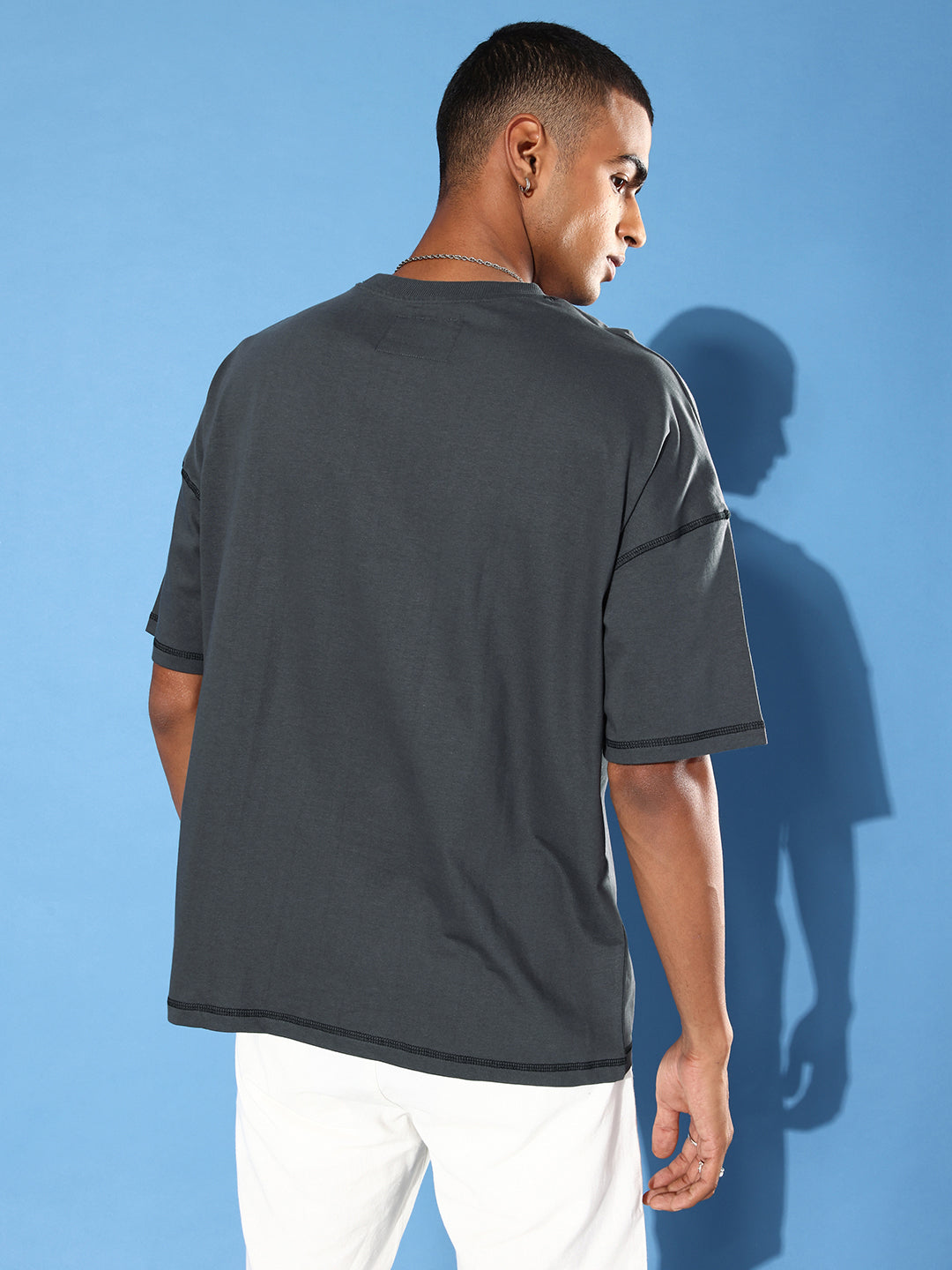 Mens Half Sleeve Drop Shoulder Plain Oversized Fit T-Shirts
