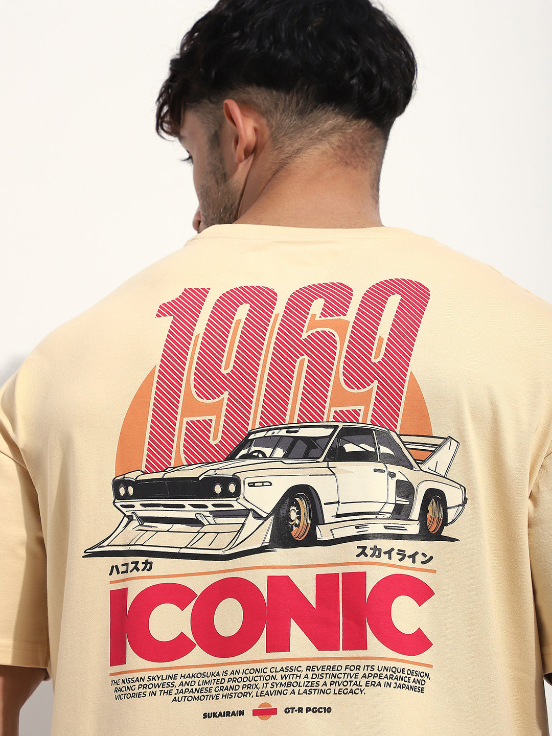 Mens Half Sleeve Drop Shoulder Printed Oversized Fit T-Shirts